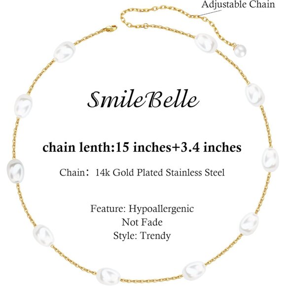 Unique Pearl Collar Necklace - Dainty Baroque Choker with Gold Details for Gifts - Picture 5 of 7